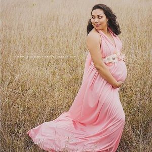 Pink halter maternity dress